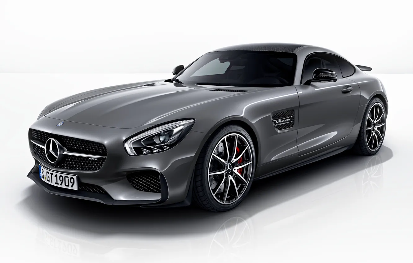 Photo wallpaper Mercedes, white background, AMG, exterior, 2014, Mercedes-AMG GT, S Edition