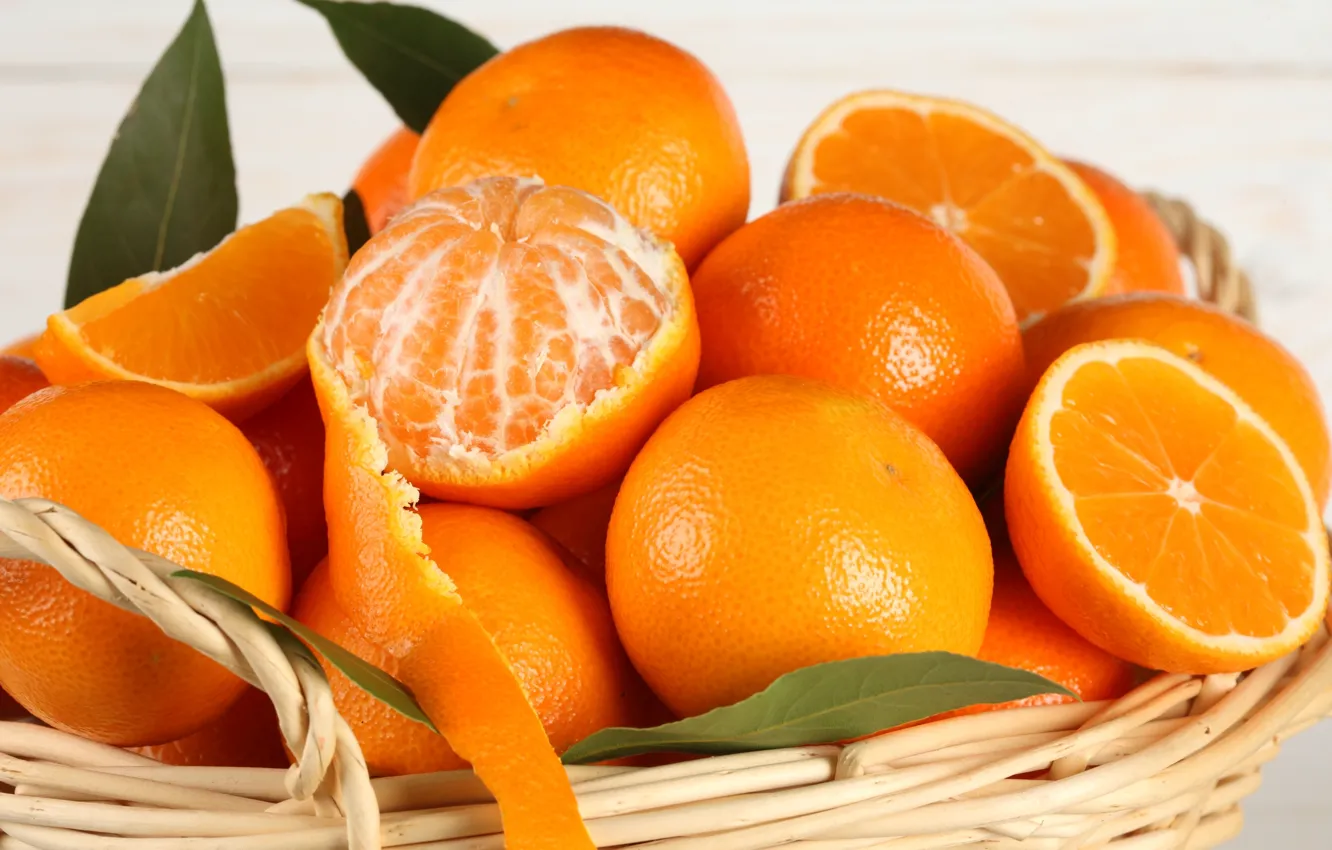 Photo wallpaper basket, oranges, fruit, citrus, fruit, peel, citrus, oranges