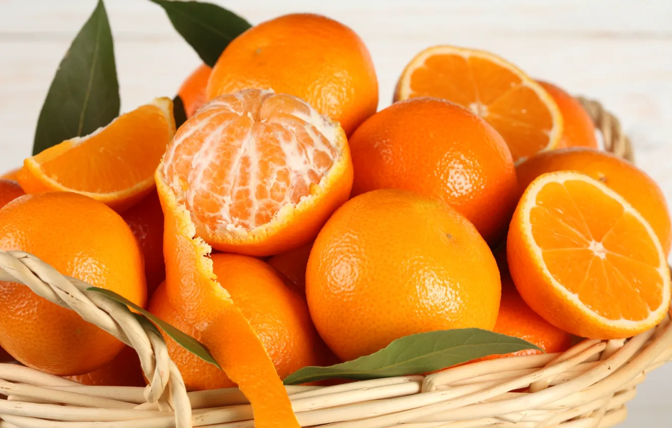 Photo wallpaper basket, orange, citrus, fruit, fruit, peel, citrus, oranges