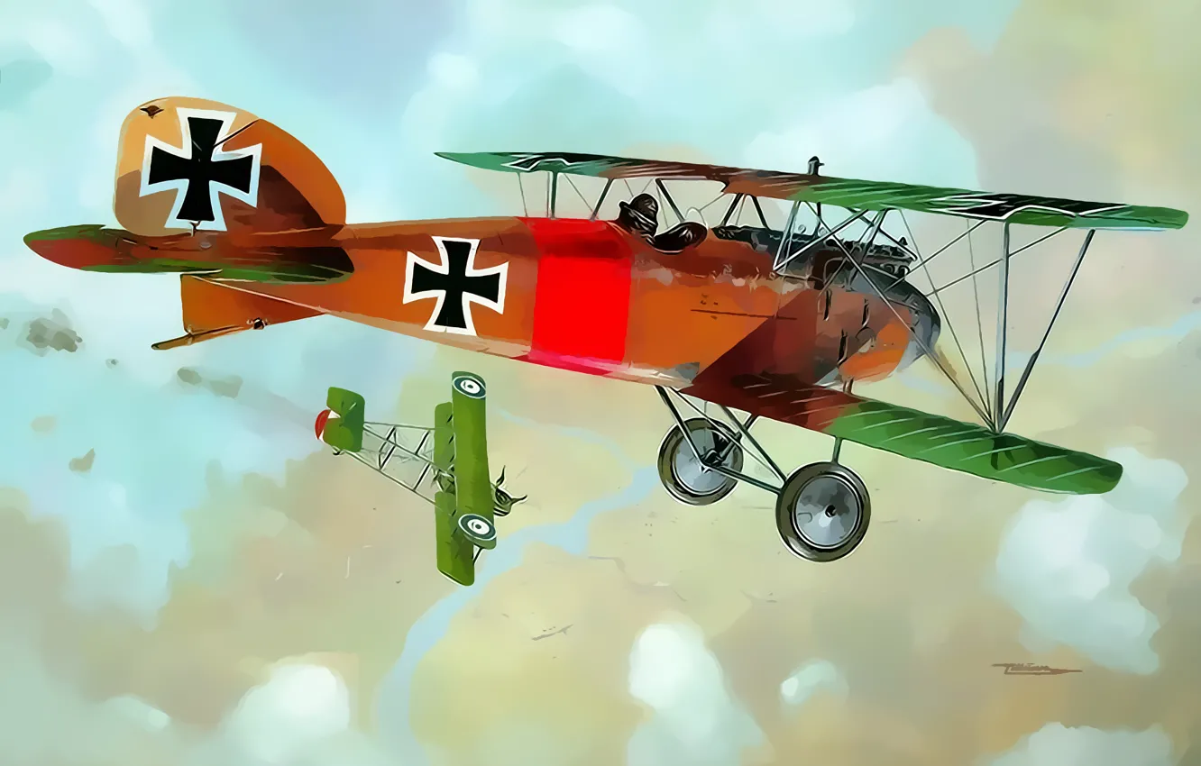 Photo wallpaper aircraft, war, airplane, aviation, dogfight, albatross ww1