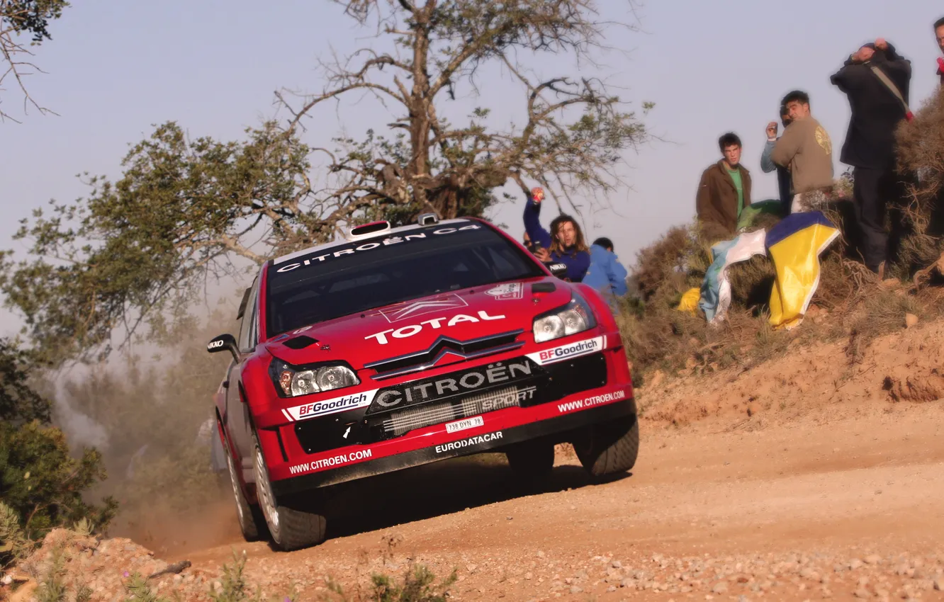 Photo wallpaper machine, auto, red, sport, people, day, Citroen, WRC