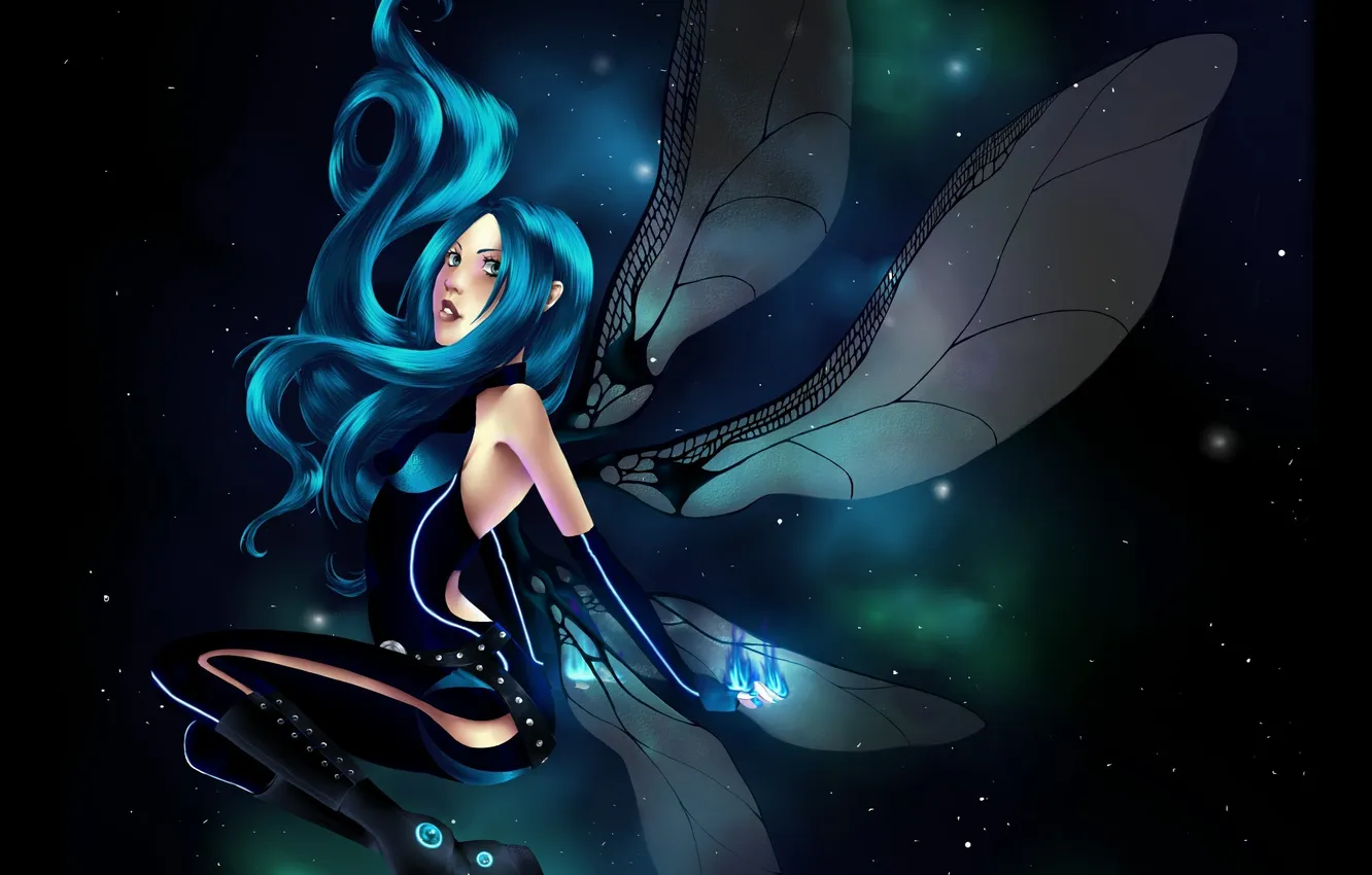 Wallpaper girl, stars, nebula, wings for mobile and desktop, section ...