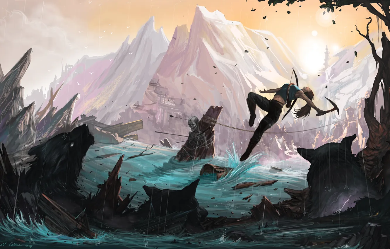 Photo wallpaper sea, face, water, weapons, animal, for, wolf, skeleton