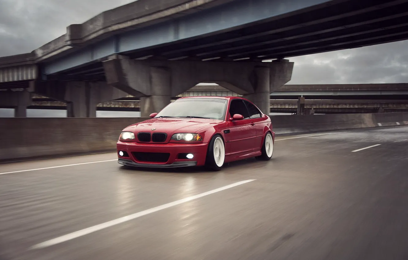 Photo wallpaper BMW, red, Coupe, E46