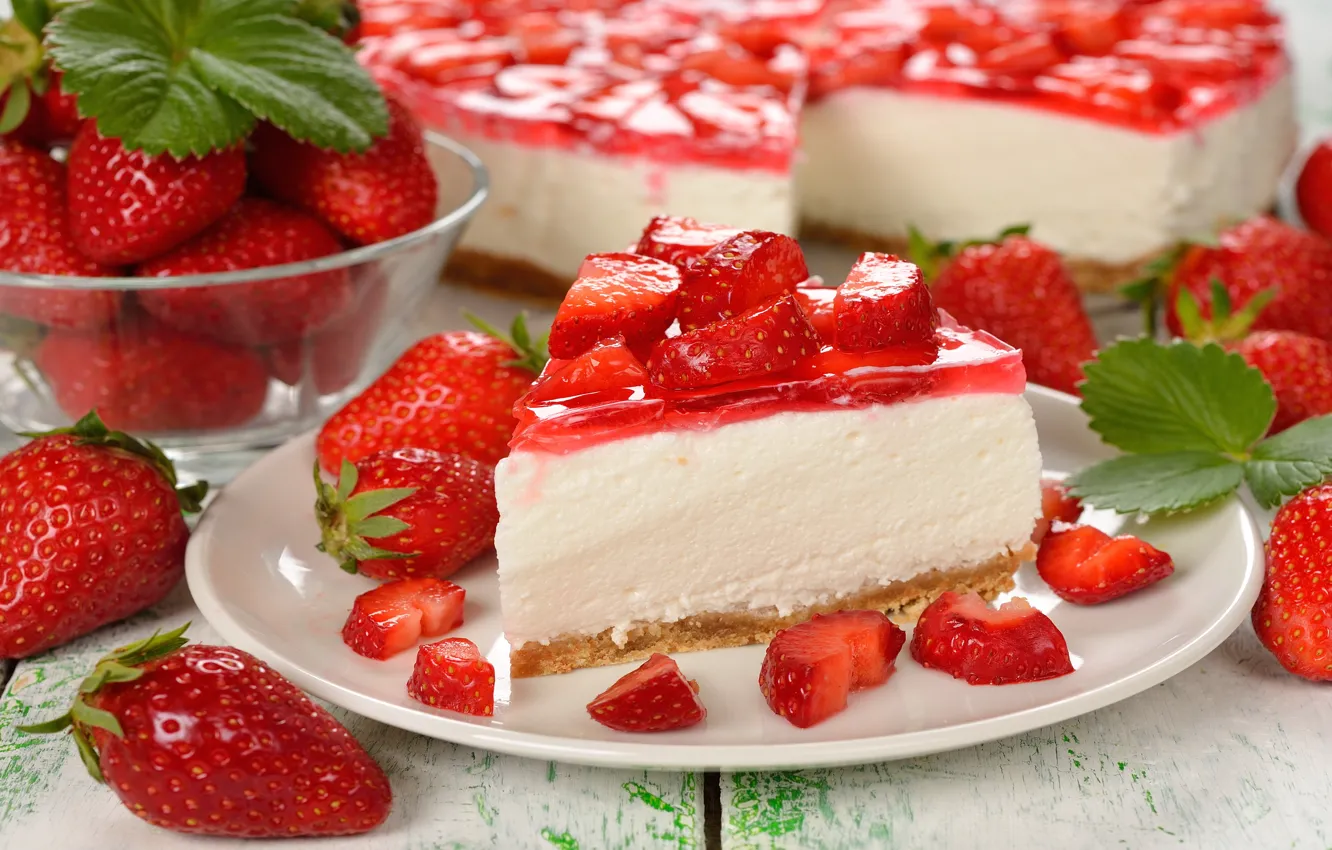 Photo wallpaper berries, strawberry, cake, cake, cake, dessert, cakes, sweet