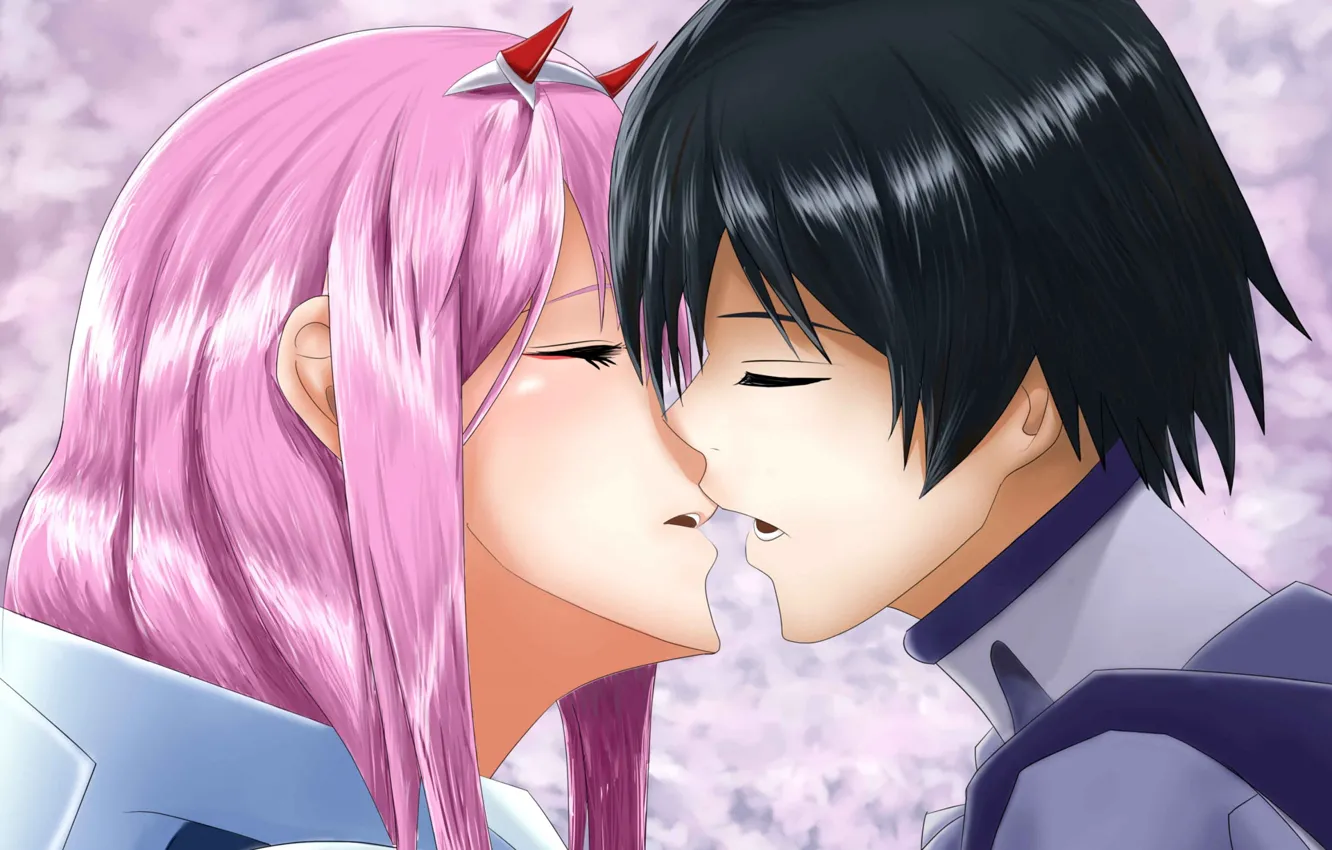 Photo wallpaper love, kiss, two, Darling In The Frankxx, Cute in France