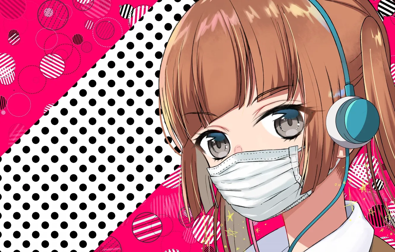 Photo wallpaper girl, anime, pretty, Alice, mask, japanese, bishojo, headphone