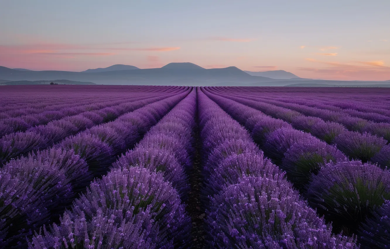 Photo wallpaper field, summer, the sky, flowers, mountains, dal, space, a number