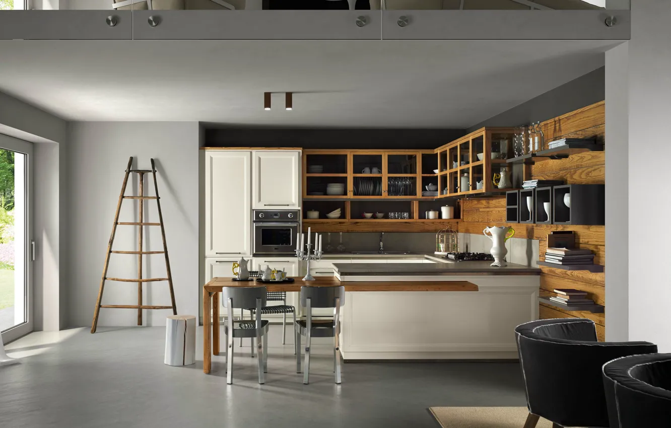 Photo wallpaper style, Villa, interior, kitchen, dining room, Italian design, Donoratico Kitchen