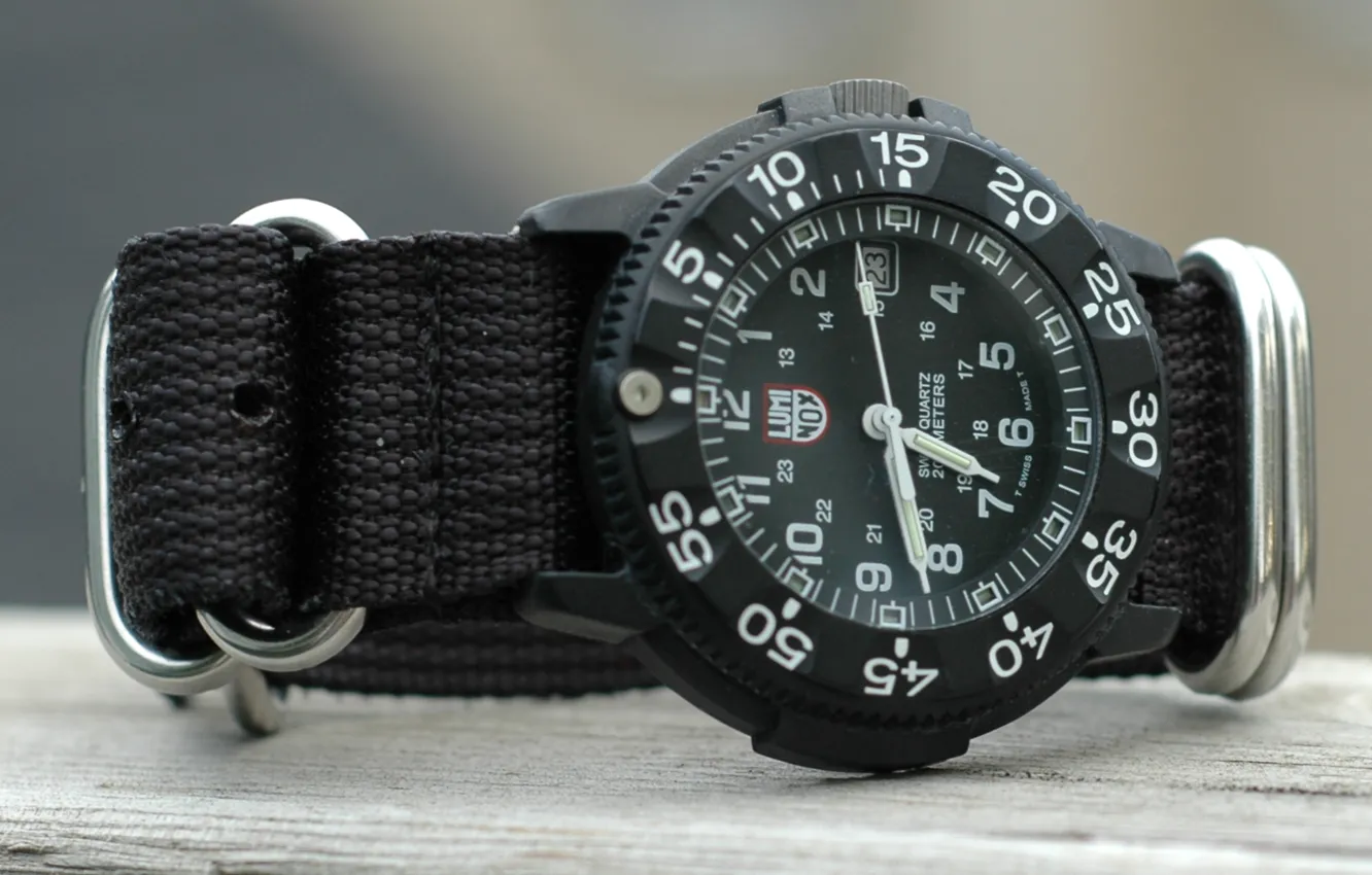 Photo wallpaper glass, strap, mesh fabric, Luminox watch