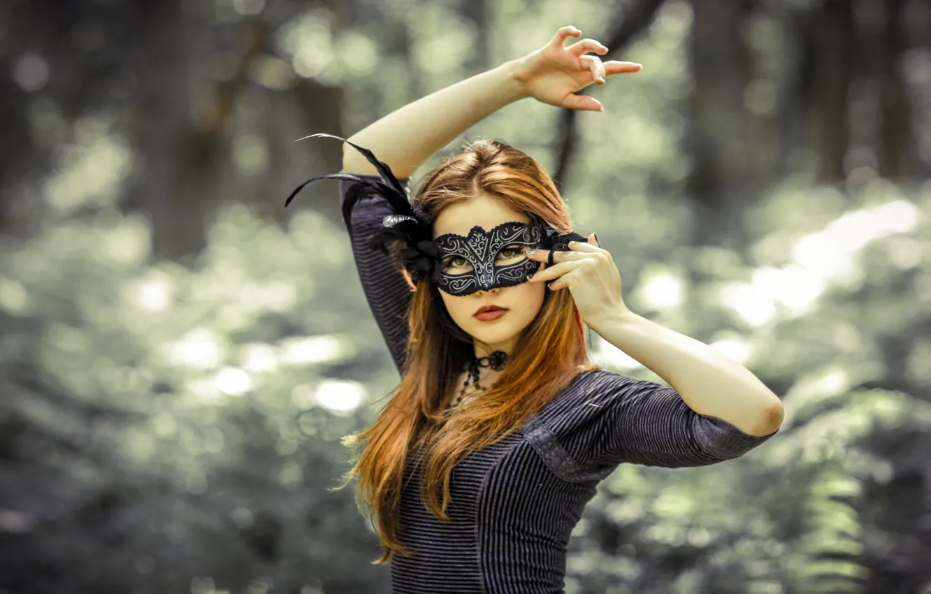 Photo wallpaper sexy, redhead, mask