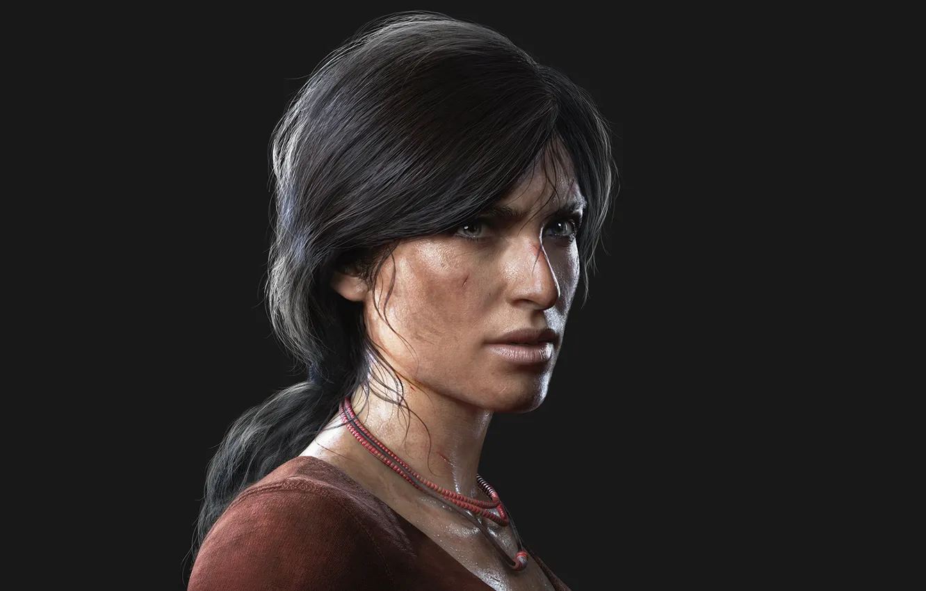 Photo wallpaper grey background, Chloe Fraser, Uncharted Lost Legacy