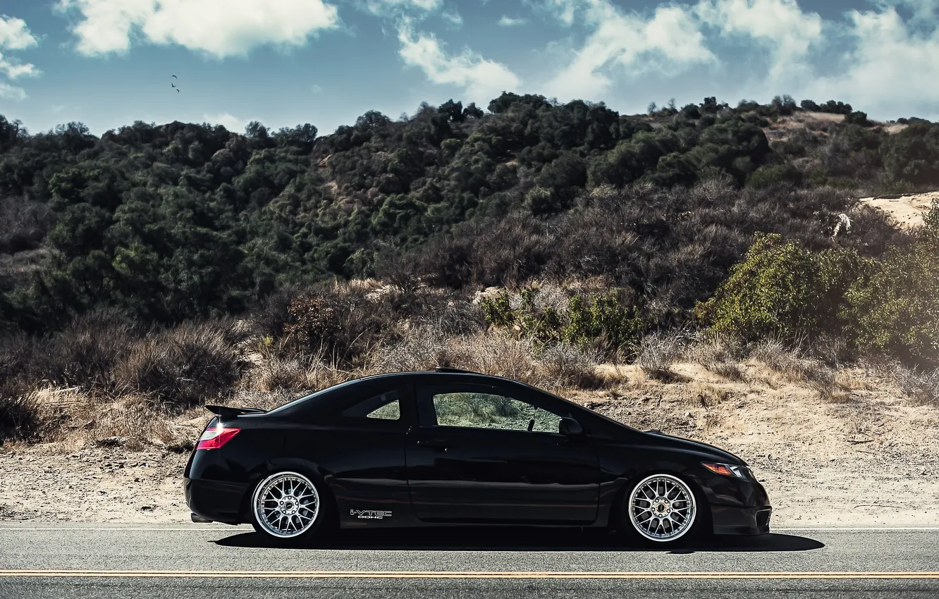 Photo wallpaper auto, profile, Honda, black, Honda, civic, Civic