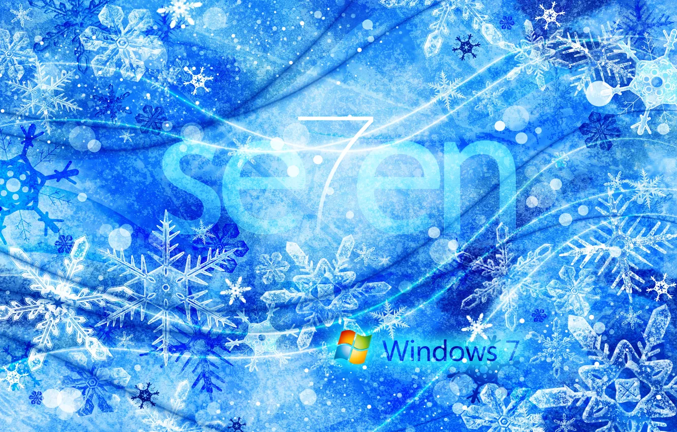 Photo wallpaper blue, snow, windows7