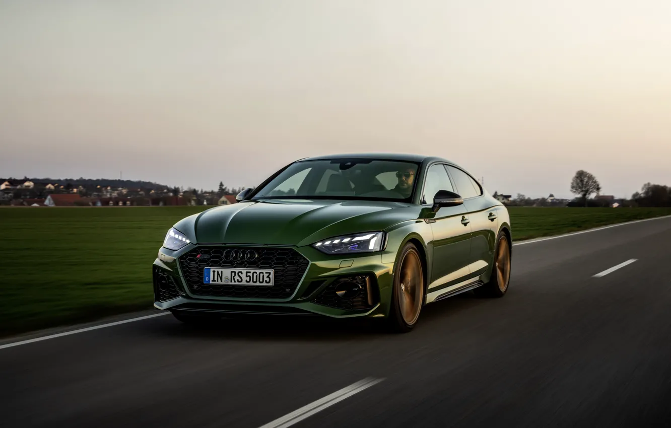 Photo wallpaper road, field, grass, Audi, RS 5, 2020, RS5 Sportback
