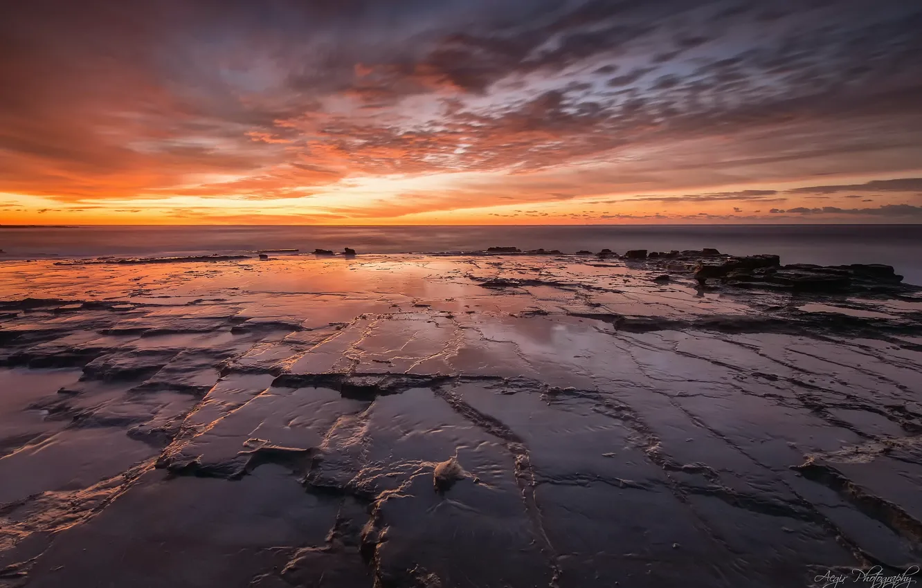 Photo wallpaper beach, water, stones, rocks, shore, morning, Australia, New South Wales