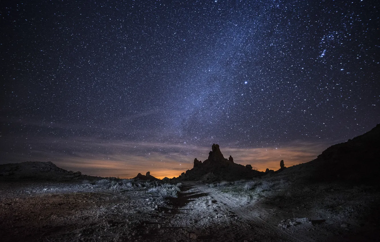 Photo wallpaper space, stars, night, desert