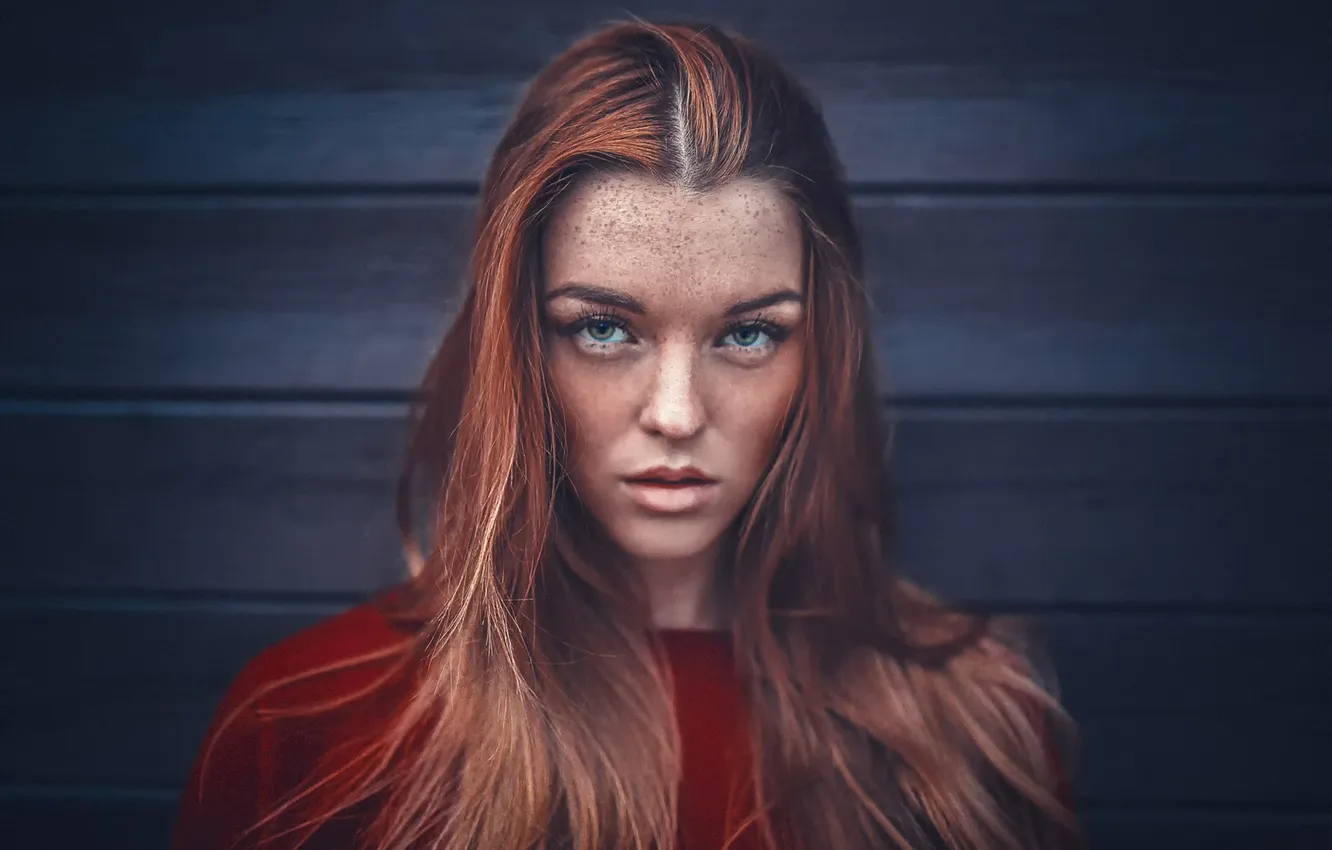 Photo wallpaper portrait, freckles, the beauty, Lara, Lennart Bader