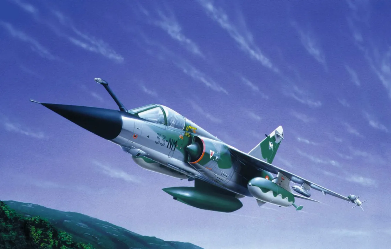 Photo wallpaper art, painting, jet, Dassault Mirage F1