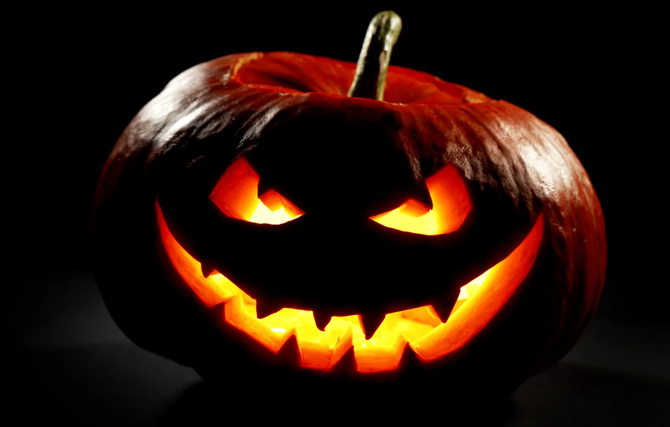 Photo wallpaper autumn, night, Halloween, pumpkin, Halloween, smile, face, holiday
