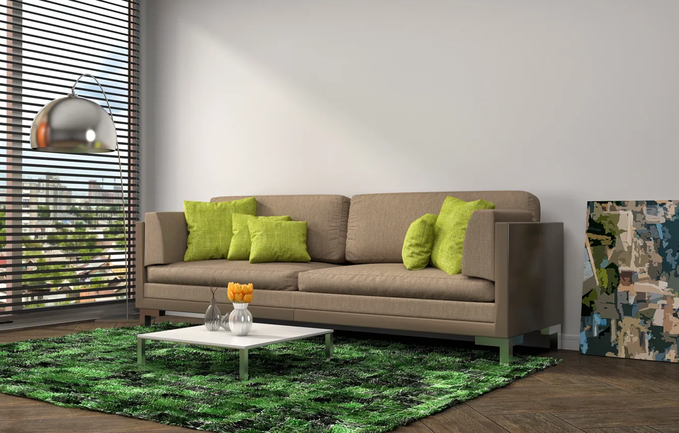 Photo wallpaper design, sofa, interior, living room, modern