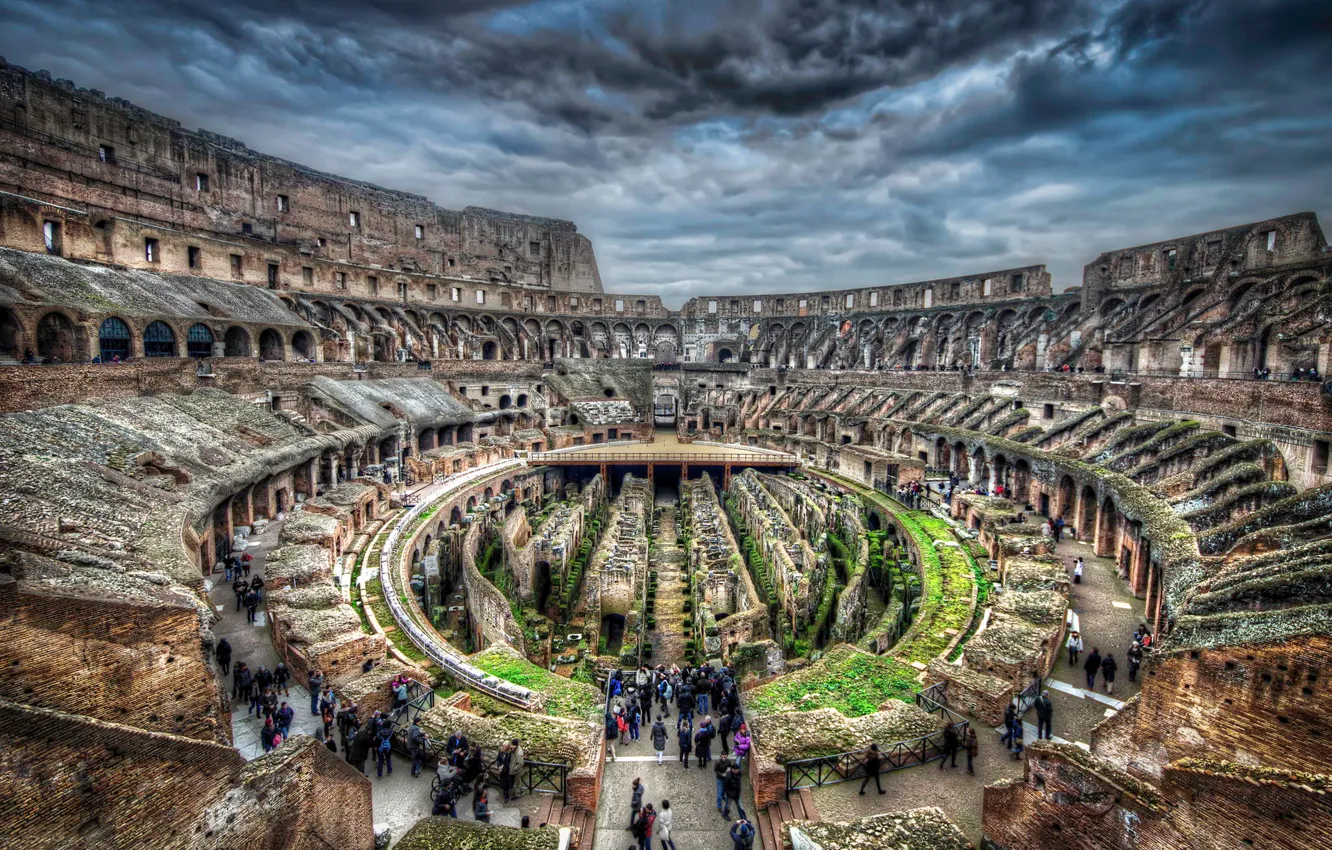 Photo wallpaper people, hdr, Rome, Colosseum, Italy, ruins, tourists, tour