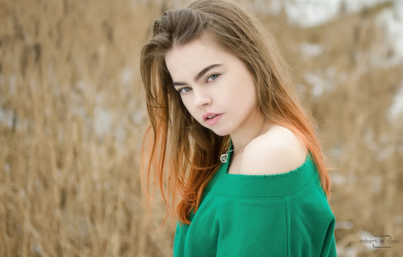 Photo wallpaper look, background, model, portrait, makeup, hairstyle, brown hair, nature