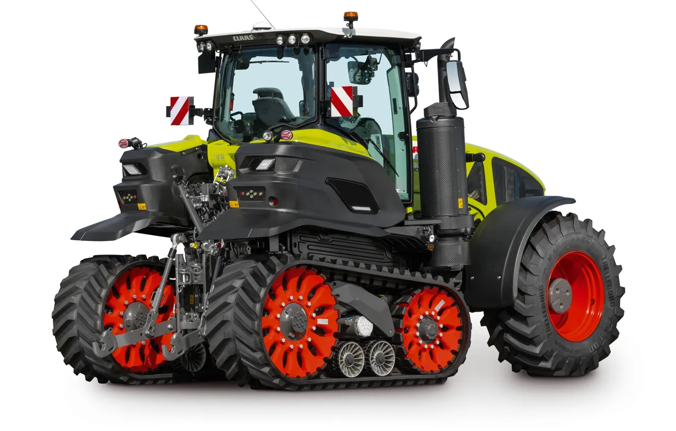 Photo wallpaper tractor, white background, Claas, Axion 930 Terra Trac