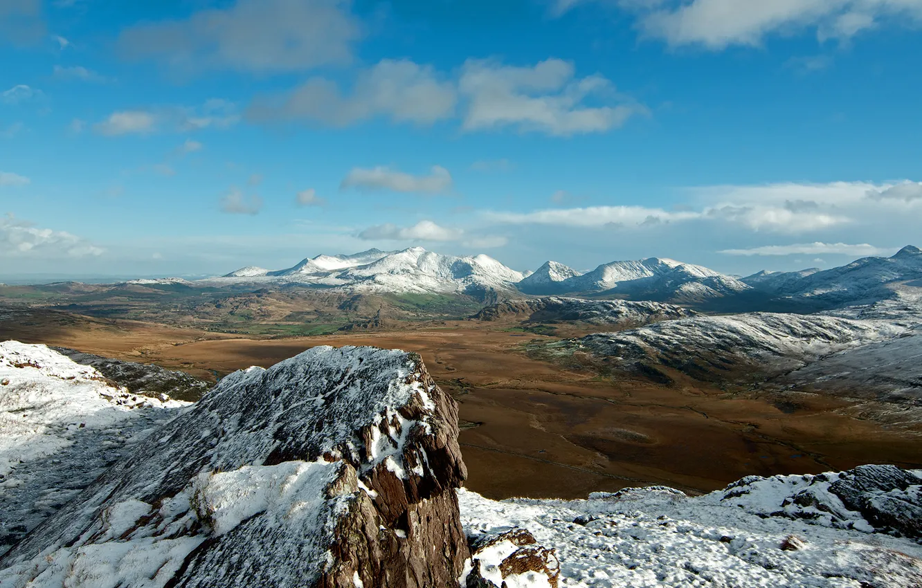 Photo wallpaper snow, Ireland, iveragh peninsula, muntain