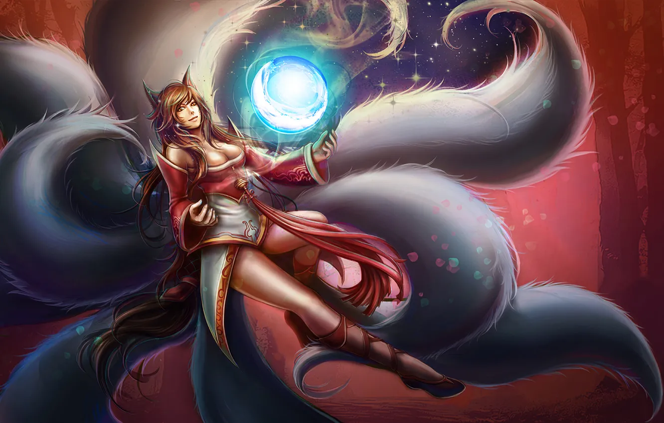 Photo wallpaper League of Legends, Ahri, The Nine-Tailed Fox