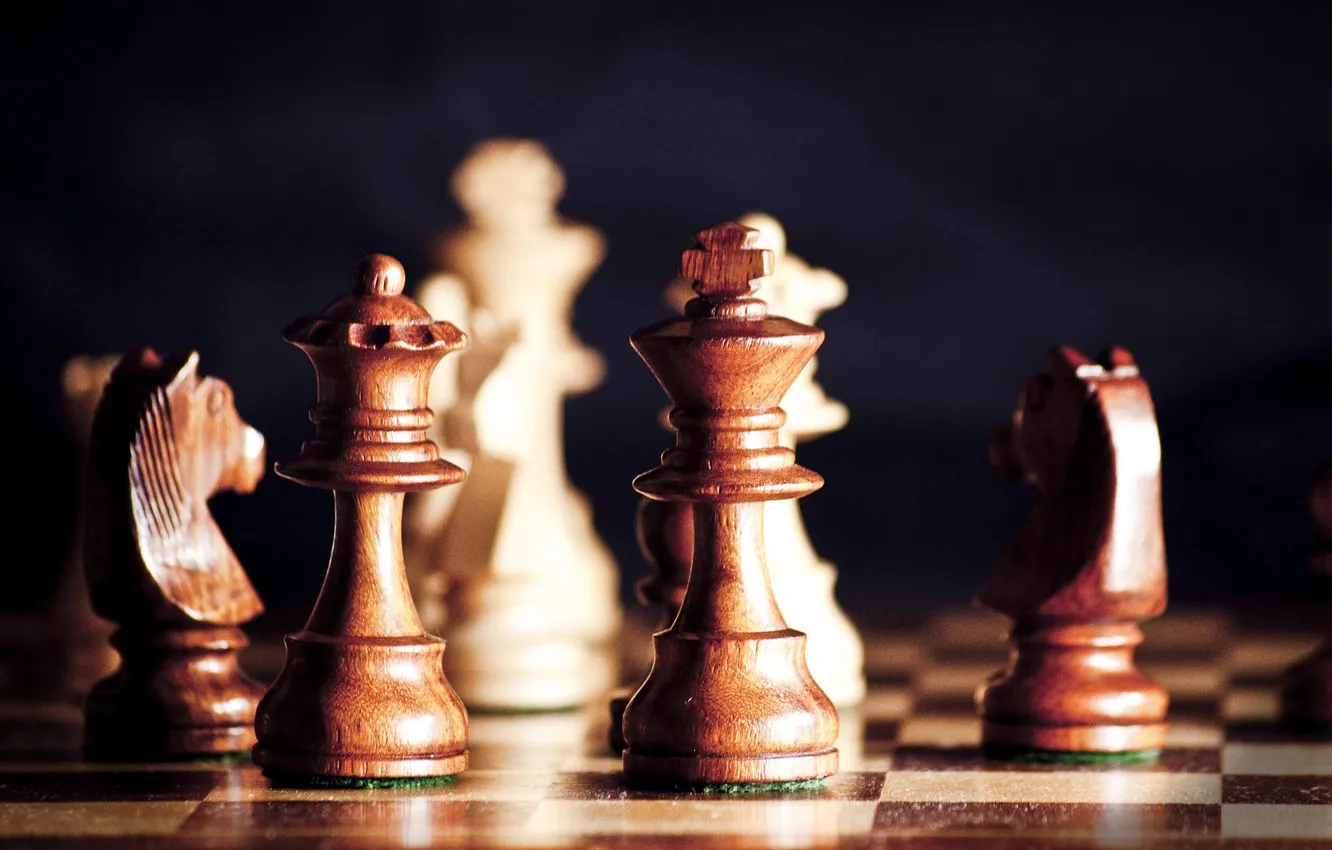 Photo wallpaper trees, sport, the game, Board, chess, figure