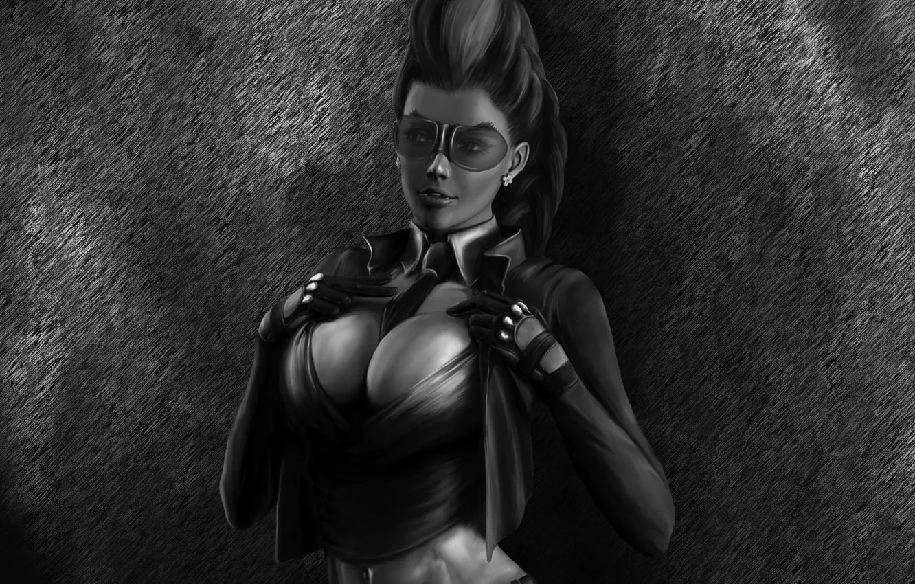 Photo wallpaper glasses, neckline, girl, chest