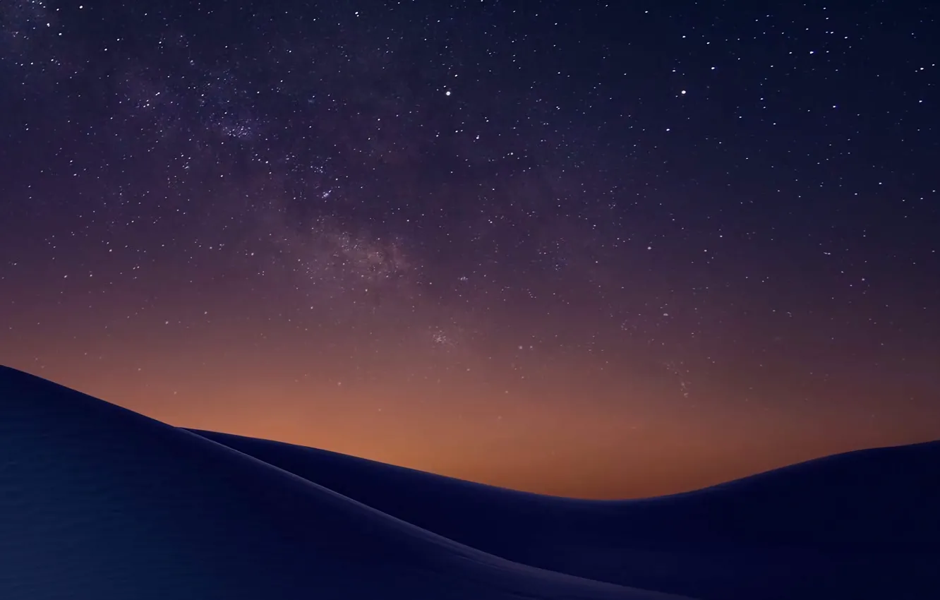 Photo wallpaper stars, mountains, night, hills