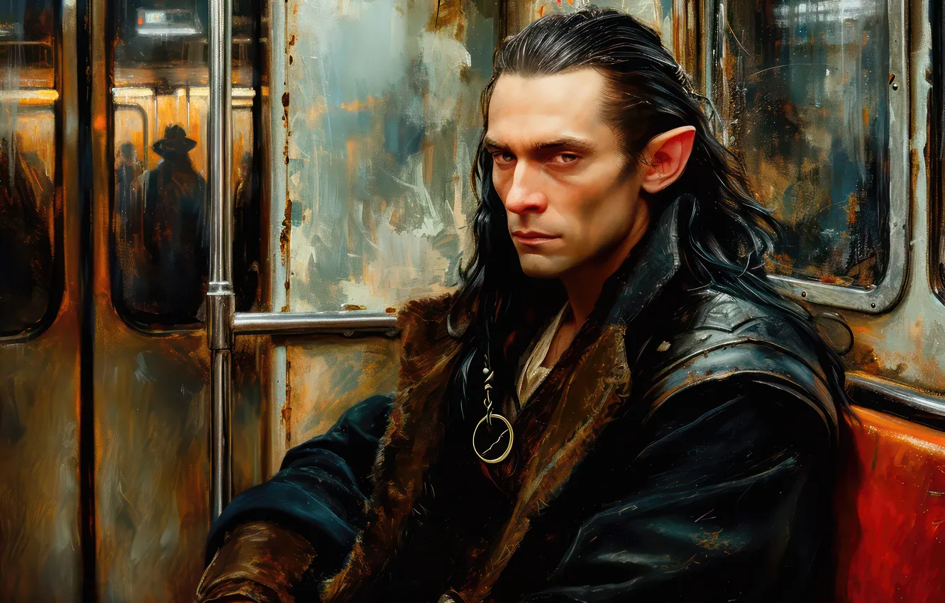 Photo wallpaper look, metro, elf, train, fantasy, the car, collar, vampire