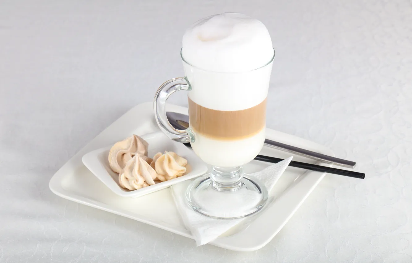 Photo wallpaper cappuccino, foam, marshmallows