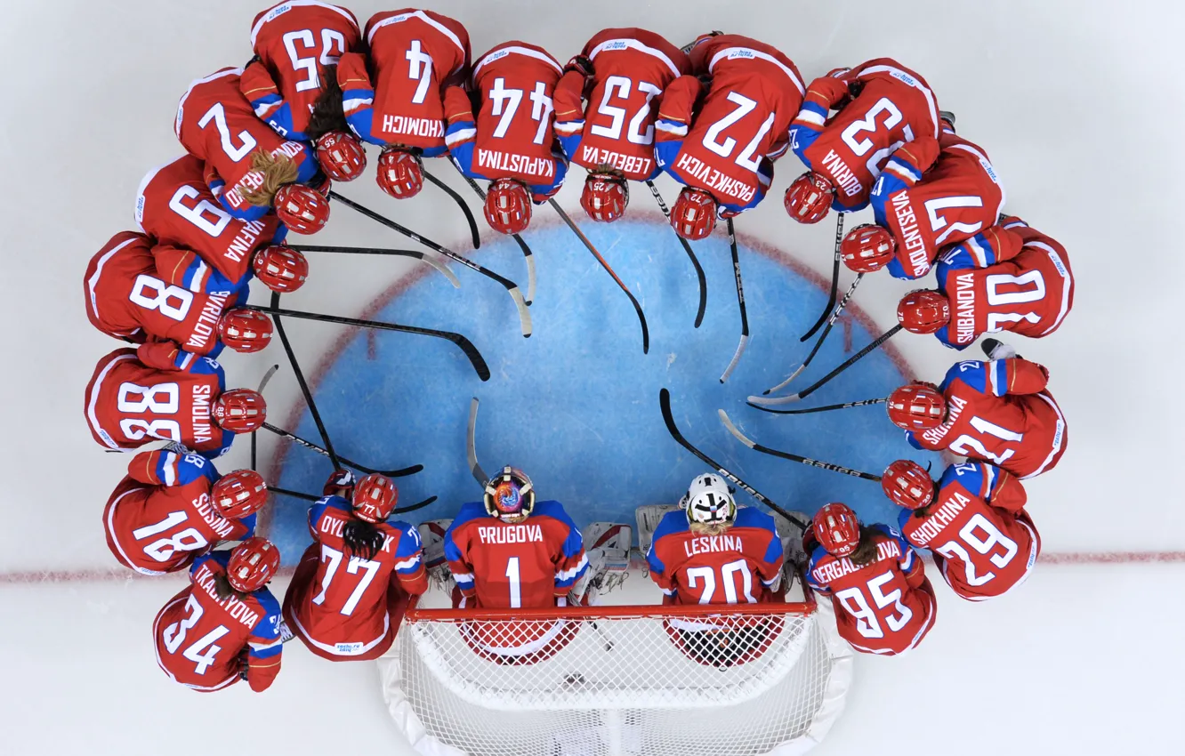 Photo wallpaper ice, women, round, gate, Olympics, team, hockey, Olympic games