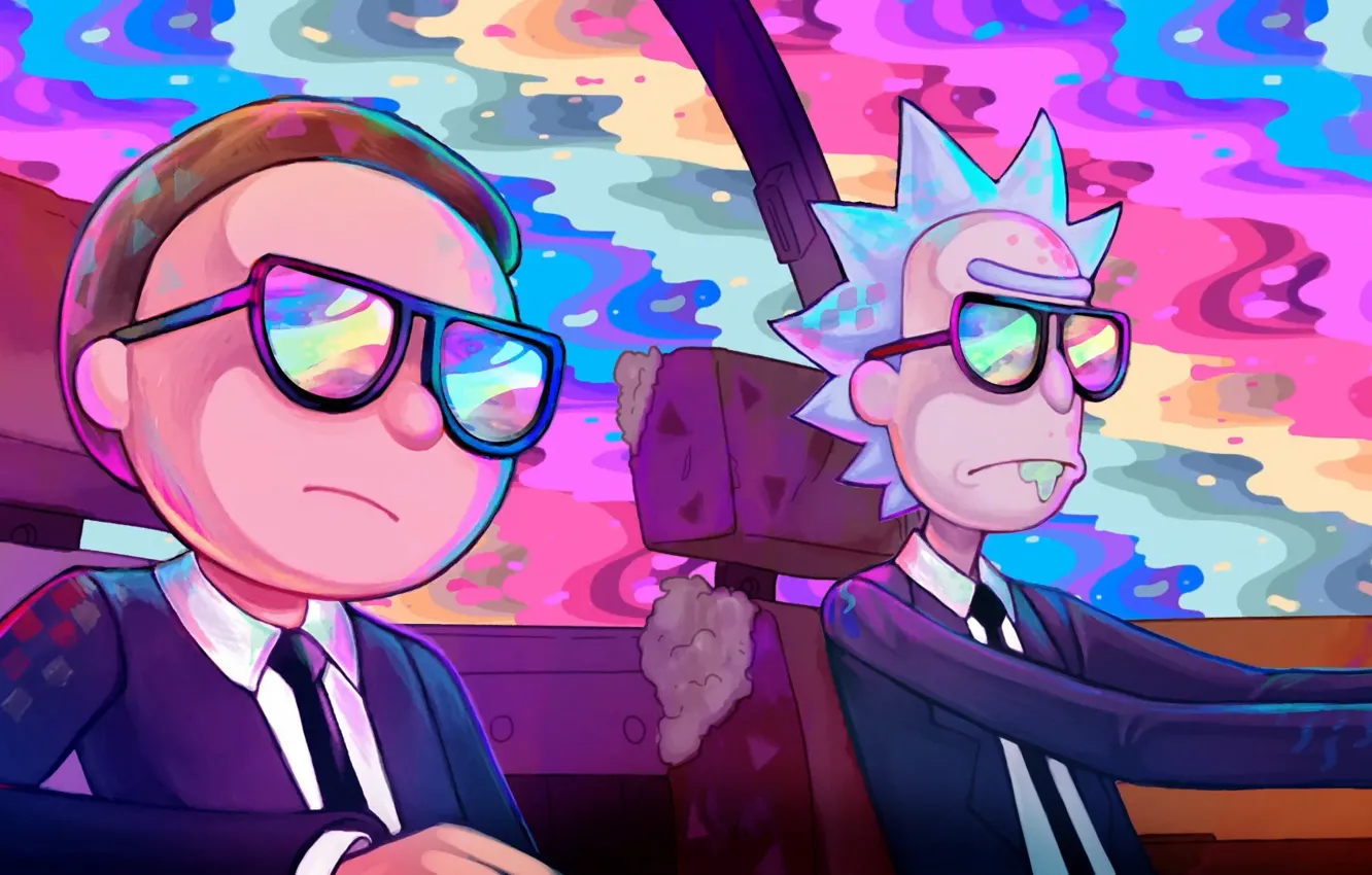 Photo wallpaper cartoon, glasses, costume, Smith, Sanchez, Rick, Rick and Morty, Rick and Morty