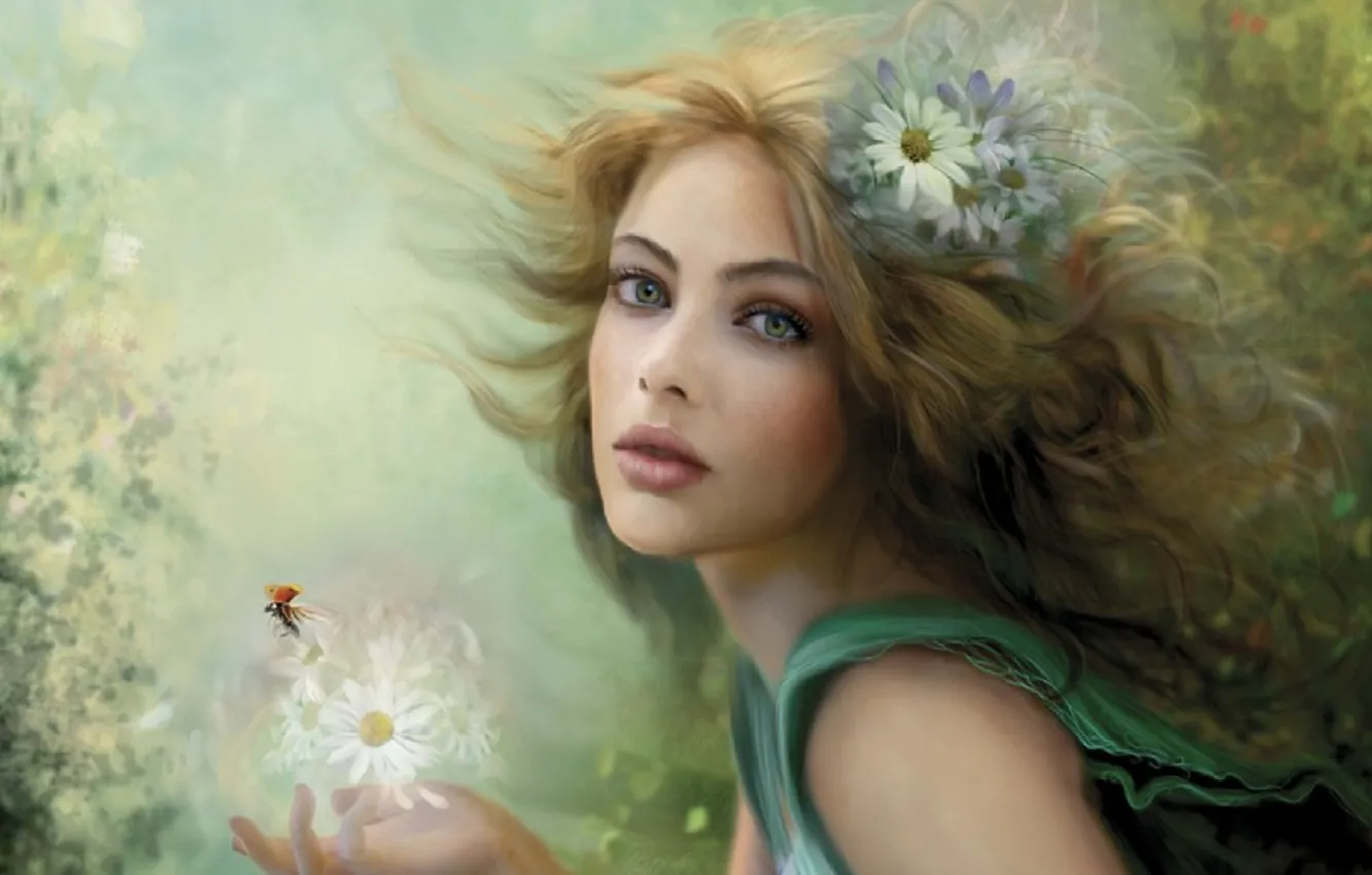 Photo wallpaper girl, figure, Bente Schlick, Illustrator