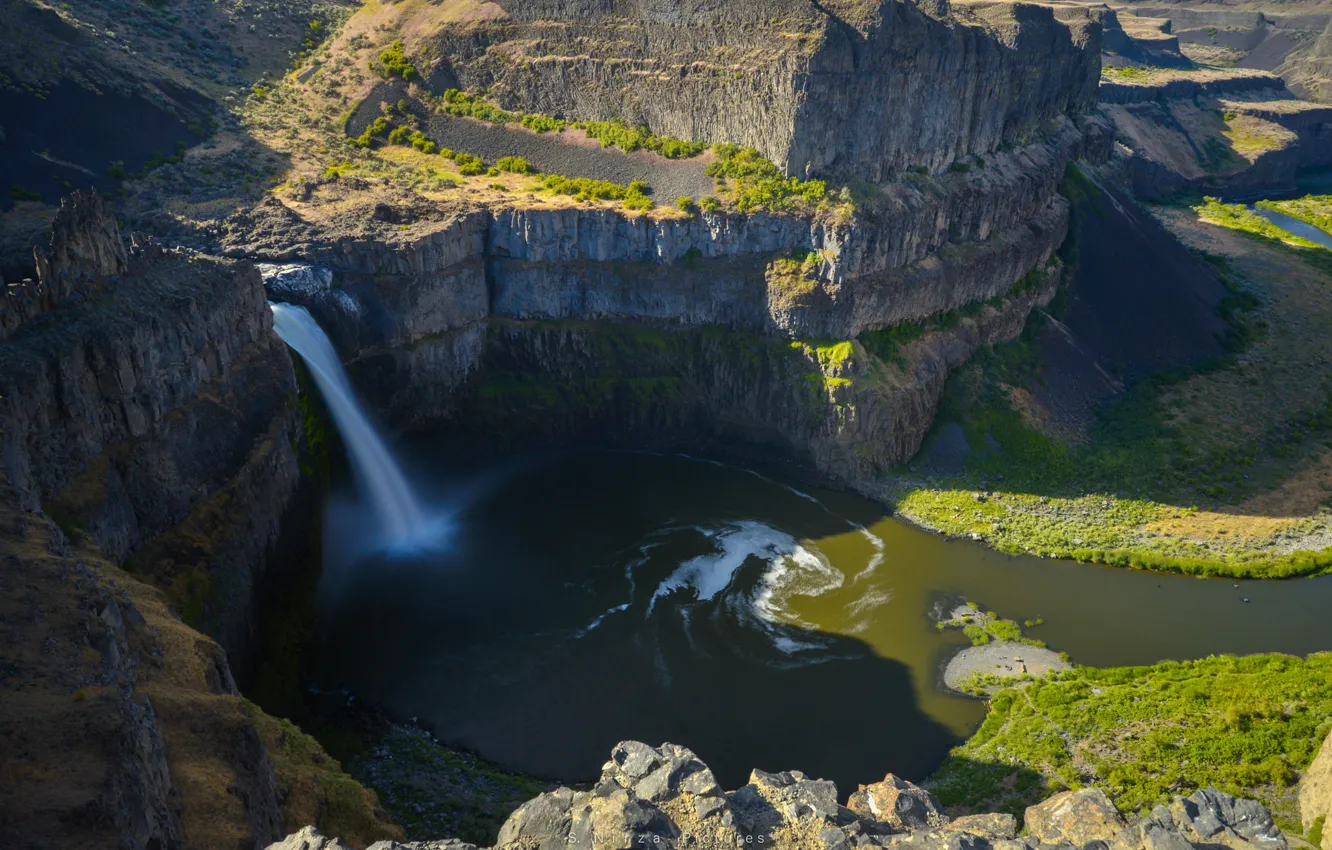 Photo wallpaper mountains, river, stones, rocks, waterfall, stream