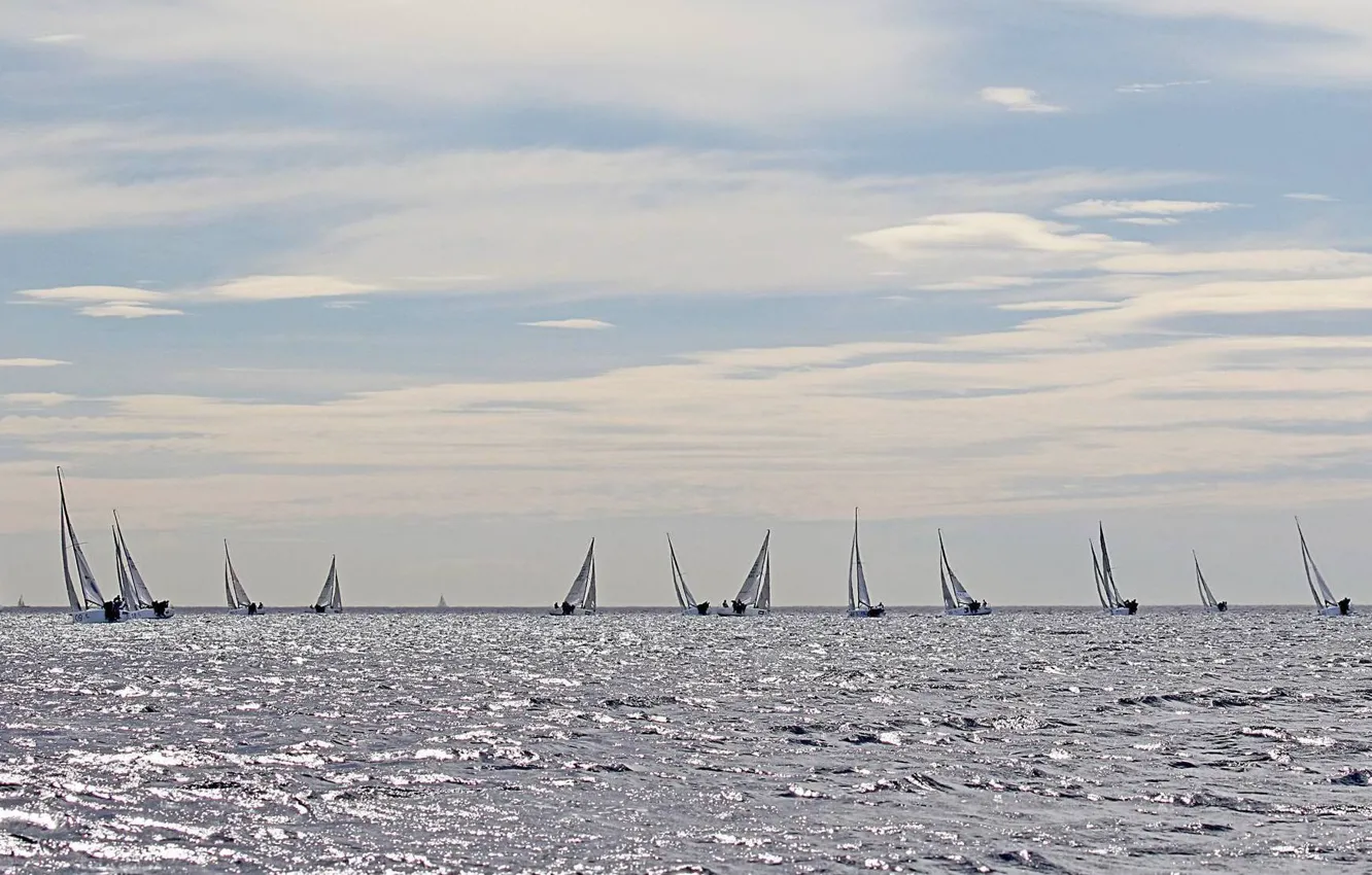 Photo wallpaper sea, sport, yachts, sails, regatta