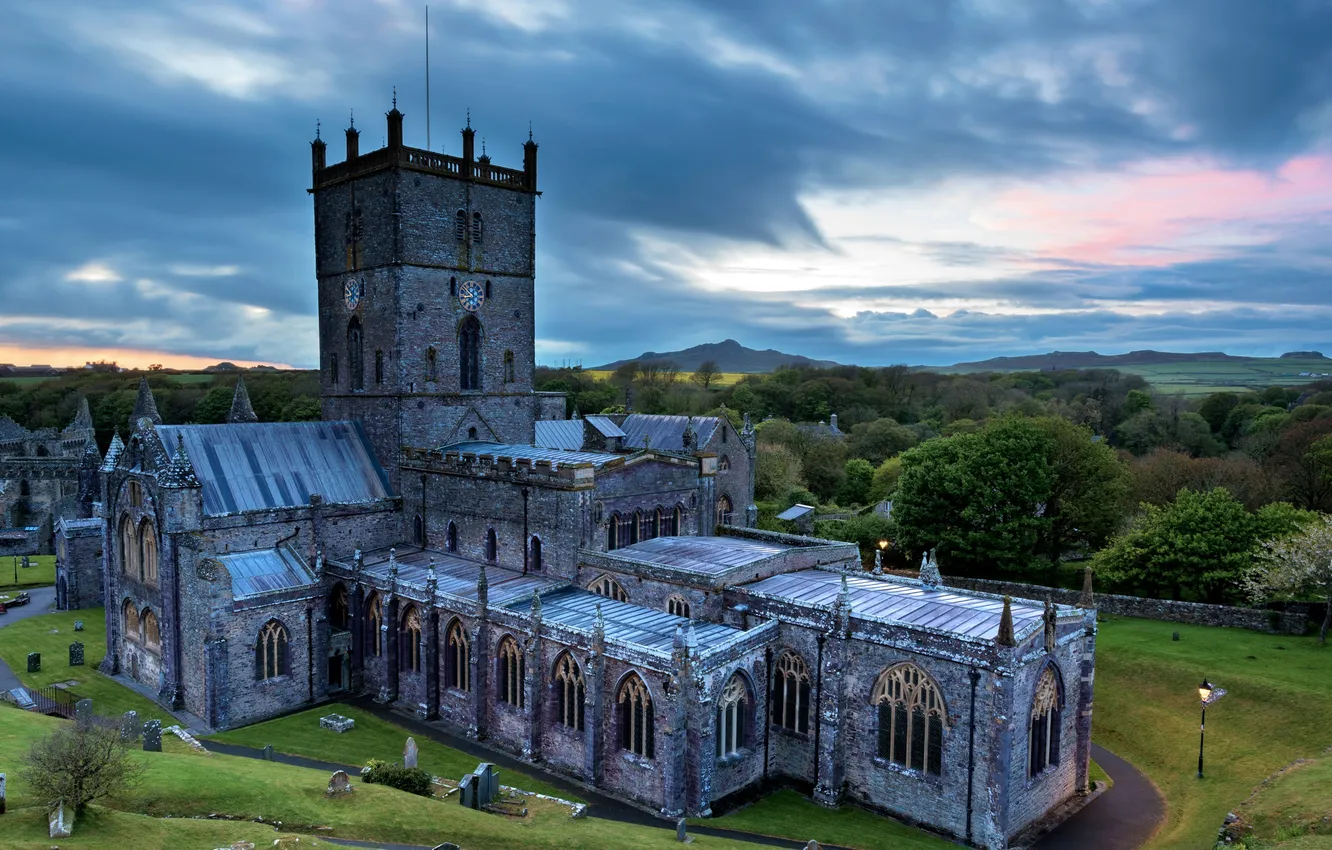 Photo wallpaper forest, summer, horizon, architecture, religion, structure, Pembrokeshire, Pembrokeshire