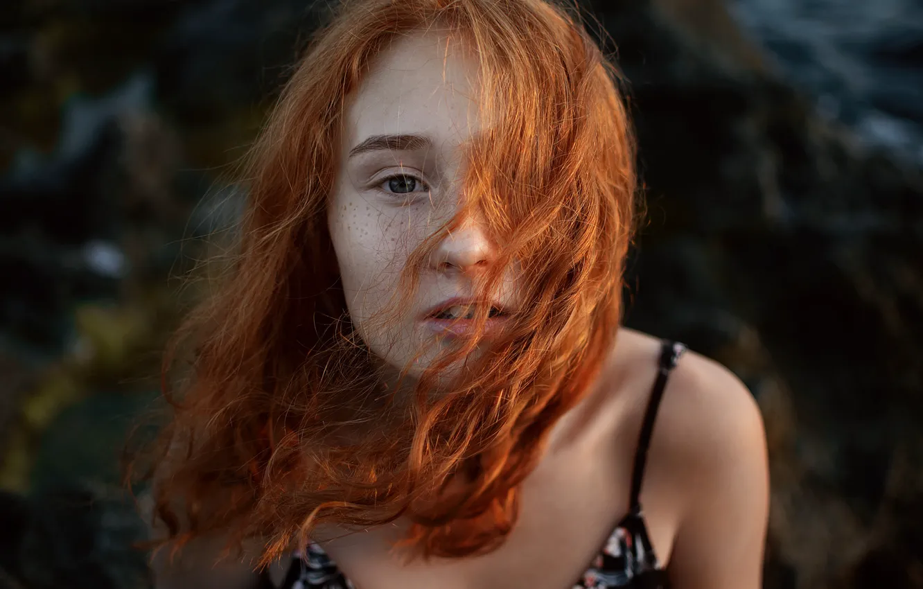 Photo wallpaper girl, red, Sergey Papirenko, CryMeAn