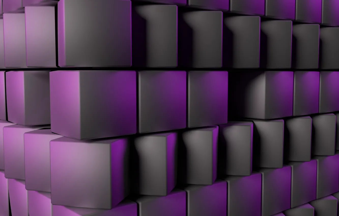 Photo wallpaper purple, abstraction, cubes, minimalism, cube, render, render