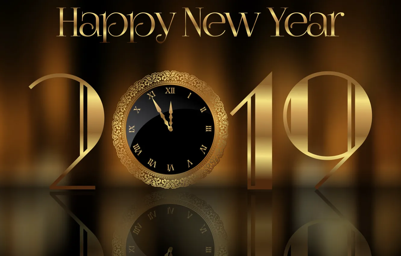 Photo wallpaper holiday, new year, New Year, clock, Happy, 2019