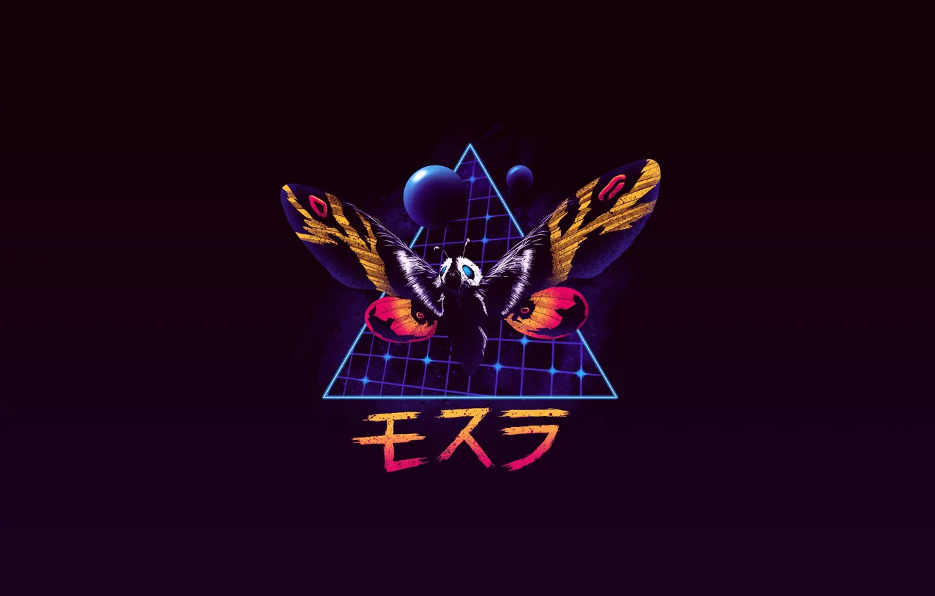 Photo wallpaper Minimalism, Background, Art, Neon, Gull, Synth, Retrowave, Synthwave