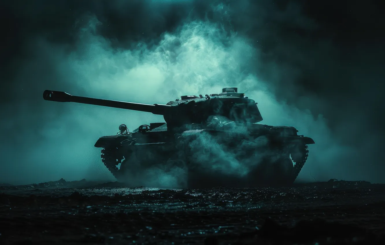 Photo wallpaper night, dust, tank, digital art, AI art, The Art of Artificial Intelligence, neural network