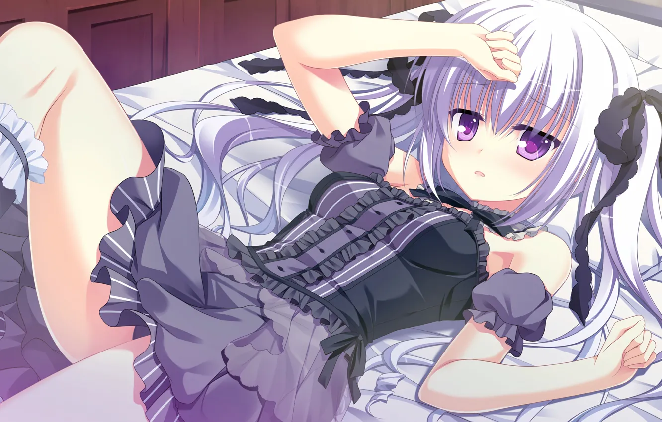 Photo wallpaper girl, sexy, cleavage, long hair, dress, boobs, anime, beautiful