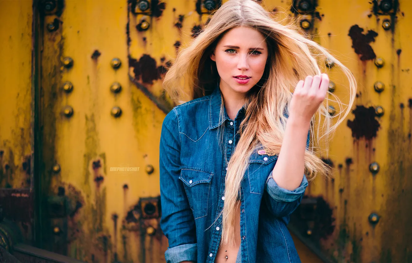 Photo wallpaper girl, piercing, blonde