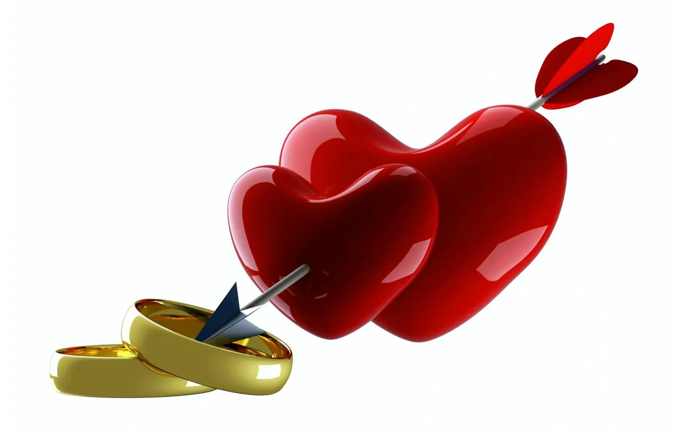 Photo wallpaper rendering, heart, ring, arrow, heart, Valentine's Day