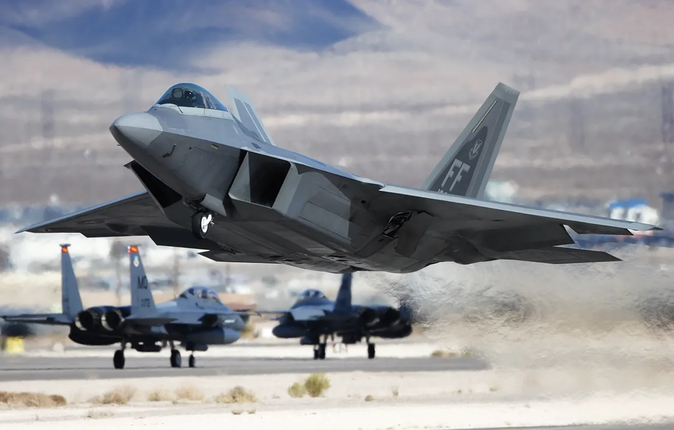 Photo wallpaper USA, the rise, F-22, Raptor, Raptor, Air Force, USAF, f-22